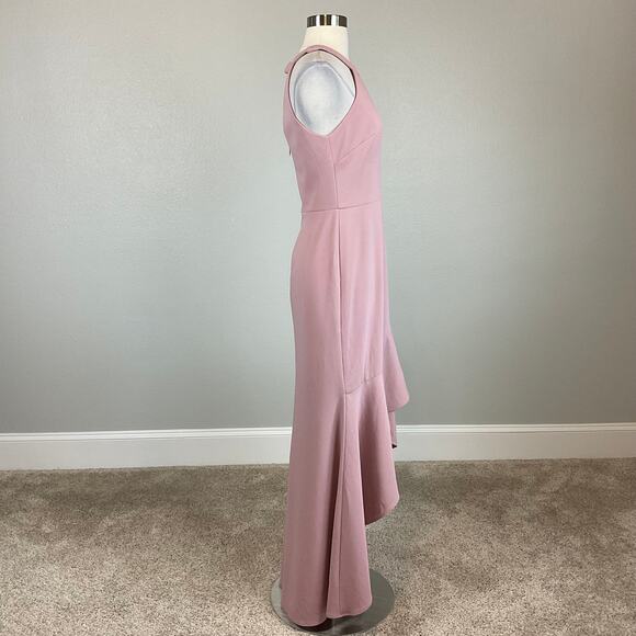 Betsy & Adam High Low Ruffled Evening Gown Pink Size 6 Cut Out Formal Dress - Picture 4 of 14